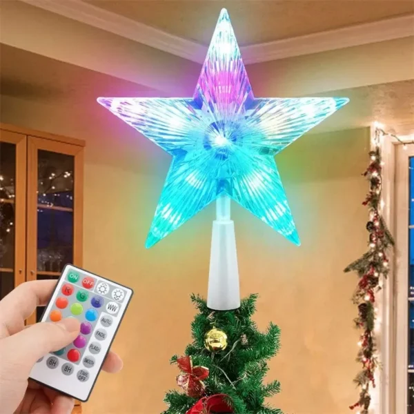 Christmas Tree Topper Star Light Decor 16 Color Changing Remote Controller Multicolor LED Christmas Star USB Powered Xmas Gift - Image 6