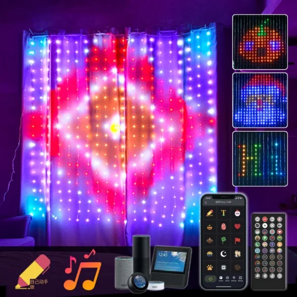 400LED 540LED Wifi APP Controlled Curtain Light Window DIY Wedding Garland String Lights For Easter Ramadan Decor Christmas 2024