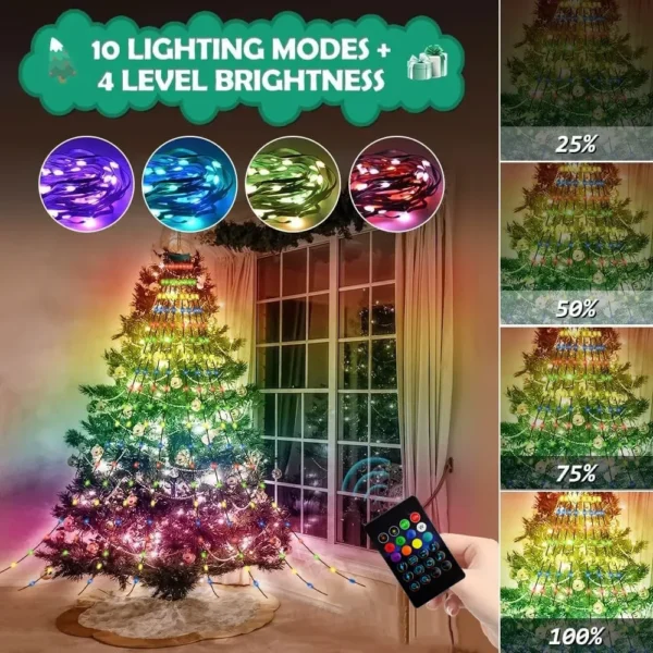 DIY Smart Christmas Tree Lights 2M 160Leds RGB LED String Light APP Remote Control Music Rhythm Xmas Holiday Decoration Garland - Image 4