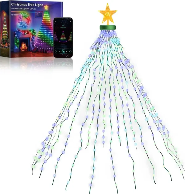 Smart Christmas Tree Toppers Lights Multicolor Fairy LED Star String Waterfall Xmas APP Bluetooth Home Yard DIY programmed - Image 6