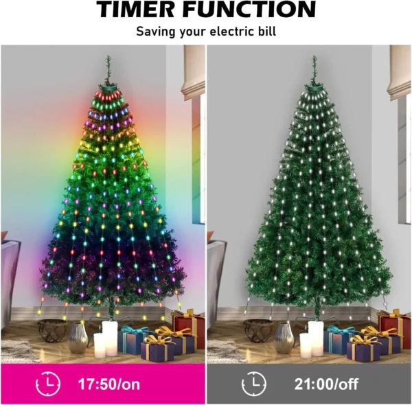 LED Christmas Tree Pentagram Light String DIY Waterfall Tree Fairy Light Smart APP & Remote Control LED Garland Xmas Decorations - Image 4