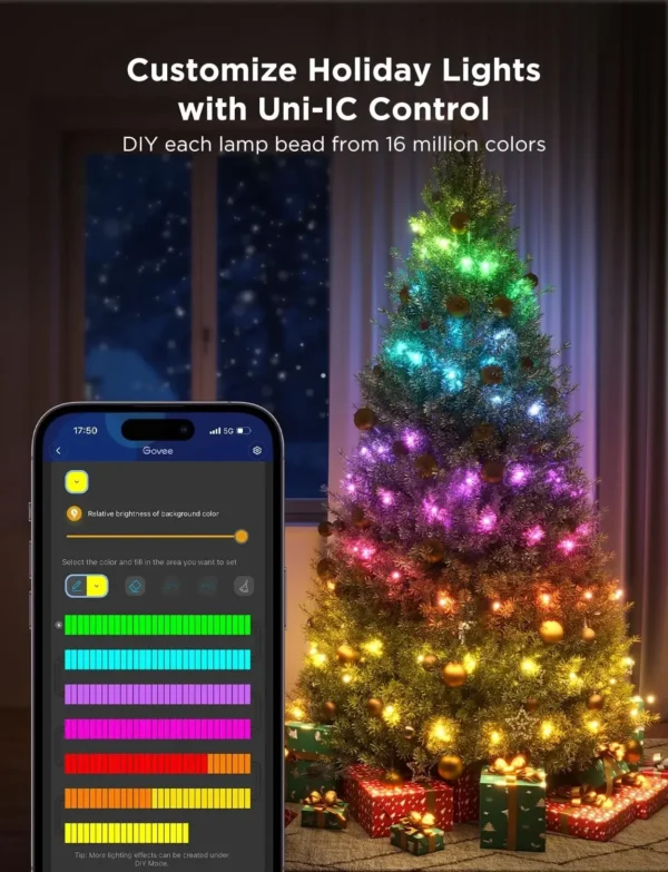 Christmas Lights 66ft, Smart RGBIC Halloween Lights App-Controlled, 125+ Scene Modes, IP65 Waterproof, Sync with Music, Works - Image 2