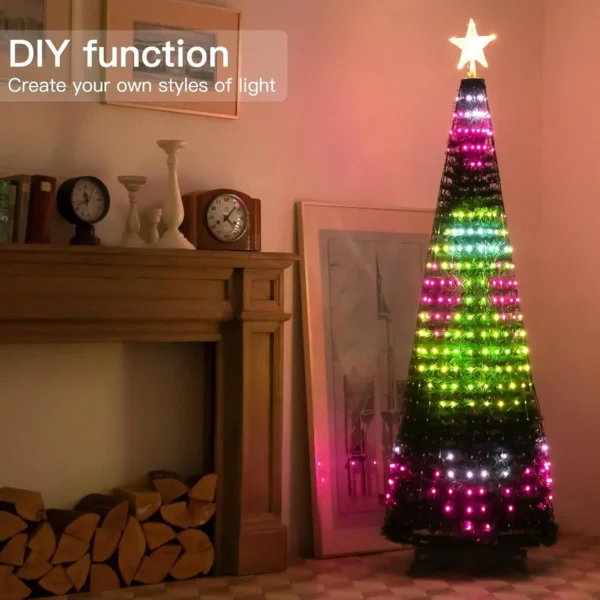 Smart Christmas Tree Toppers Lights Multicolor Fairy LED Star String Waterfall Xmas APP Bluetooth Home Yard DIY programmed - Image 4