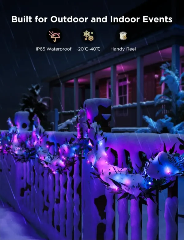 Christmas Lights 66ft, Smart RGBIC Halloween Lights App-Controlled, 125+ Scene Modes, IP65 Waterproof, Sync with Music, Works - Image 5