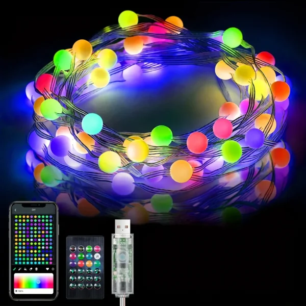 Smart Fairy Lights String Lights Indoor With Remote&APP Control DIY Music Sync For Bedroom Garden Christmas Valentine's Decor
