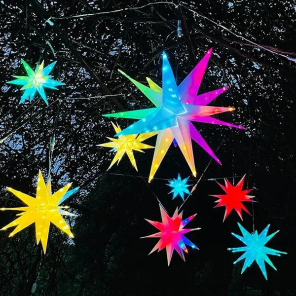 60CM Smart Lighted Christmas Tree 3D Star Light App Control RGB Starburst Fireworks Light RGB Moravian Star Light for Tree Decor - Image 5