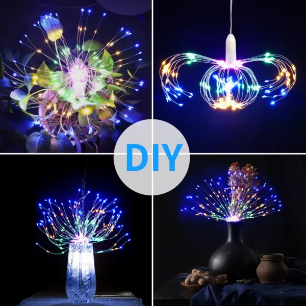 Remote Control Fireworks String. Dandelion Solar Floor Plug Pole Coral Light Christmas Decoration - Image 3