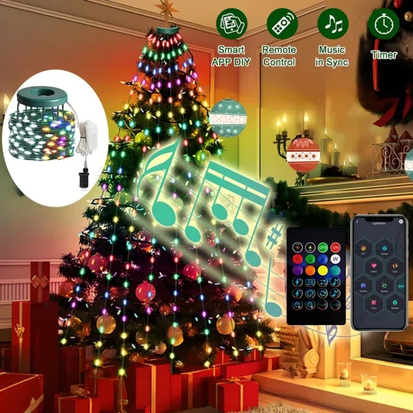 2.1M Christmas Tree LED String Lights App Control Garland LED Star String Waterfall DIY Xmas Tree Lights Festival Decoration - Image 2