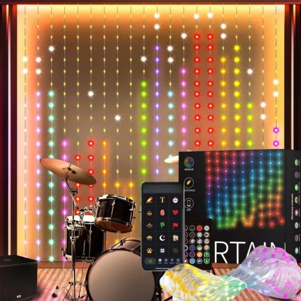 USB Smart APP Animated Curtain Light String 400LED DIY Picture Display Music Sync RGB Fairy Light Christmas Holiday Party Decor - Image 5