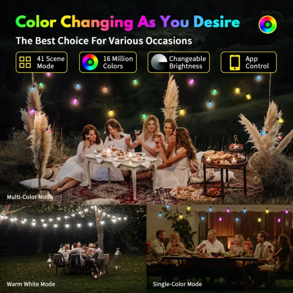 S14 led string light APP control Magic color multiple variations holiday Christmas lights outdoor party waterproof - Image 3